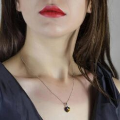 Alternative view of Collar Colgante Cristal Amarillo Plateado