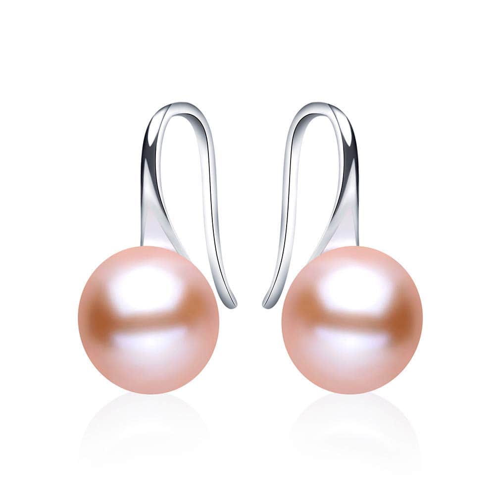 Aros Plata 925 Perla Rosado