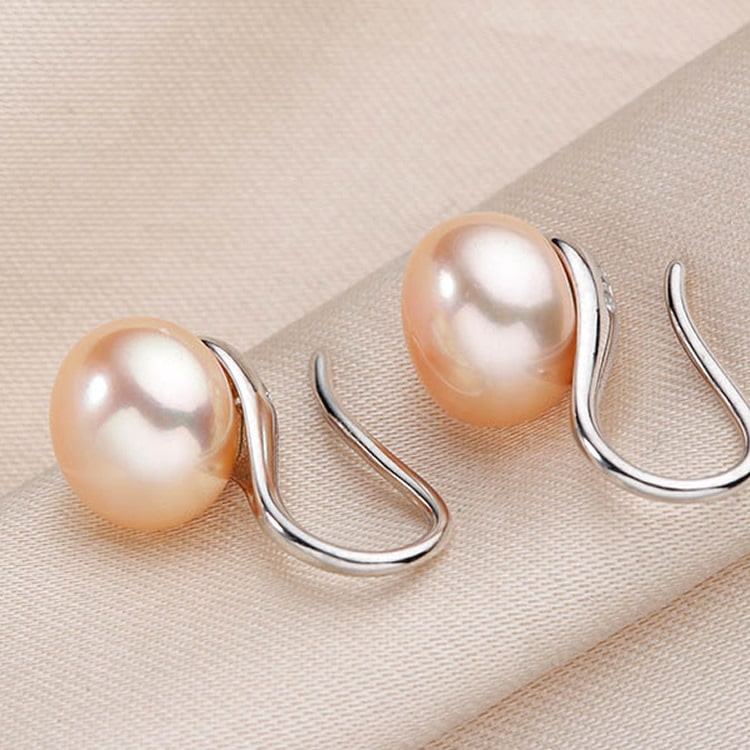 Aros Plata 925 Perla Rosado - Imagen 3