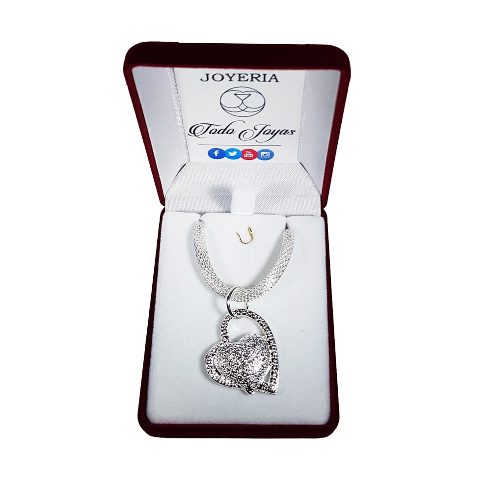 Collar Colgante Corazon Plateado - Imagen 2