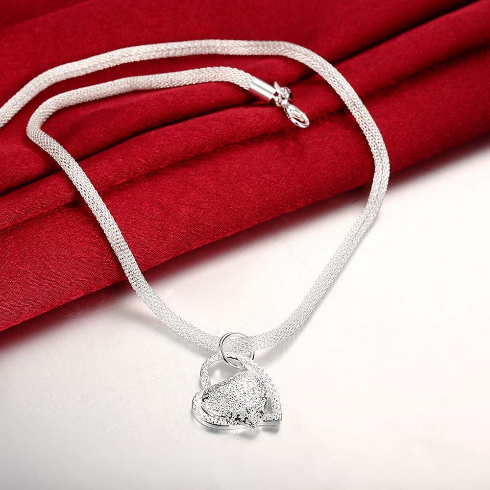 Collar Colgante Corazon Plateado - Imagen 4