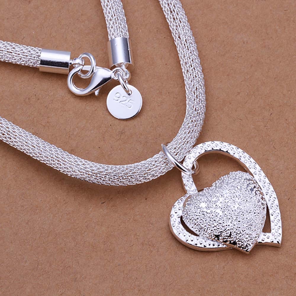 Collar Colgante Corazon Plateado - Imagen 5