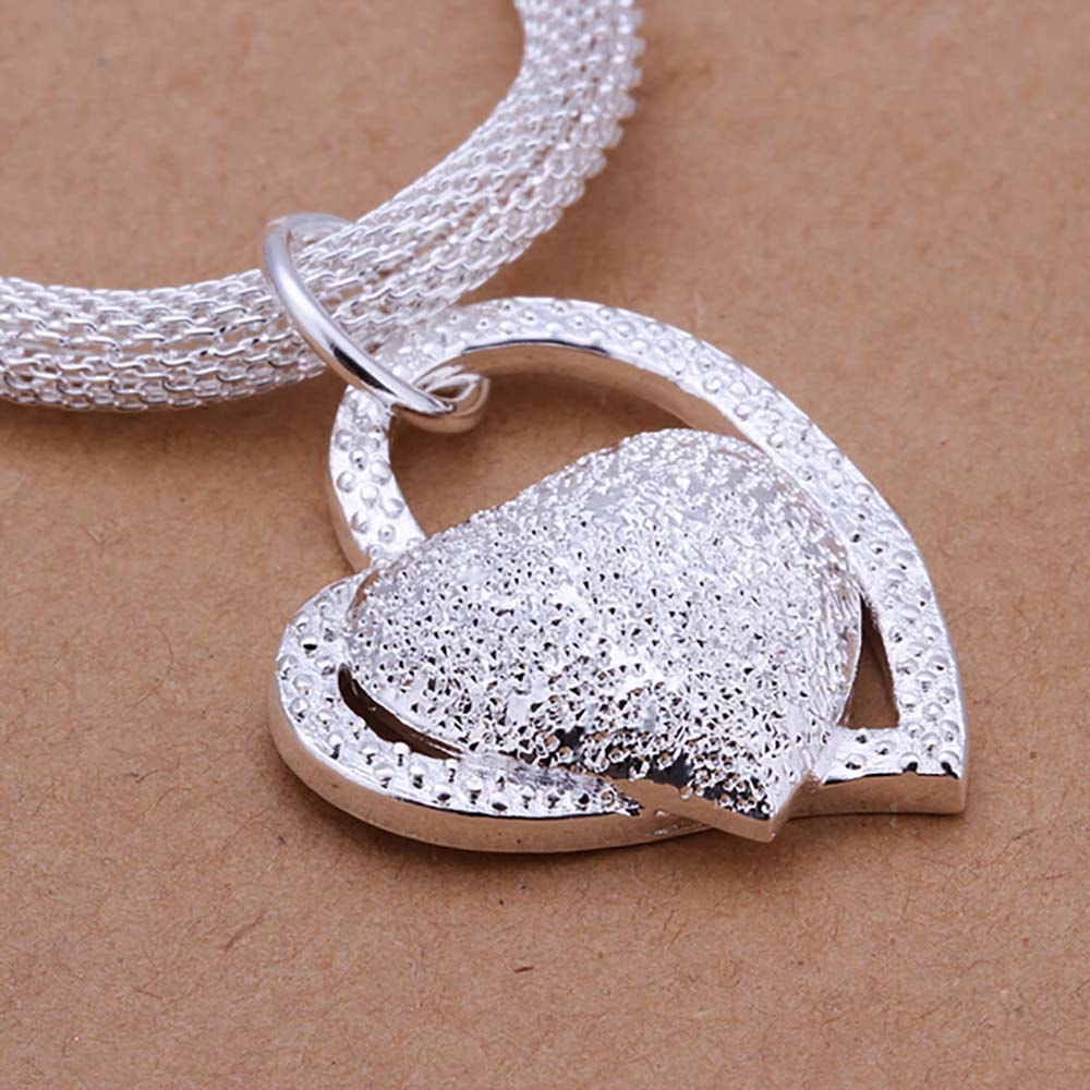 Collar Colgante Corazon Plateado - Imagen 6