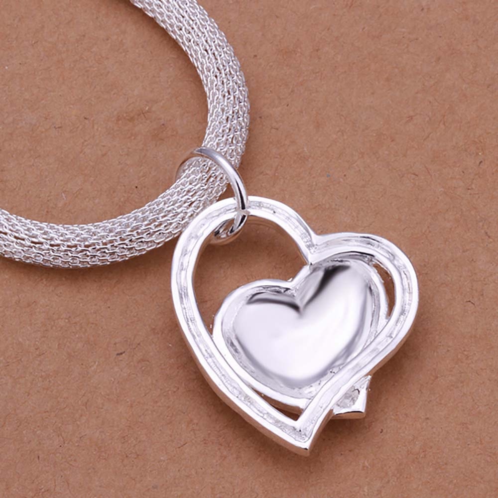 Collar Colgante Corazon Plateado - Imagen 7
