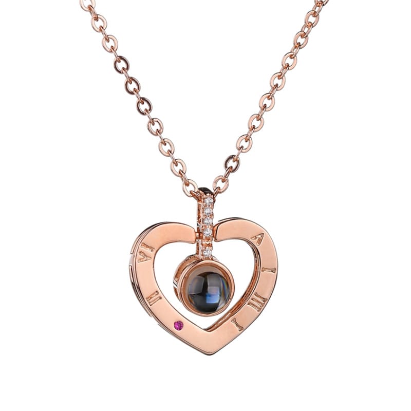 Collar Corazon Te Amo en 100 Idiomas Dorado