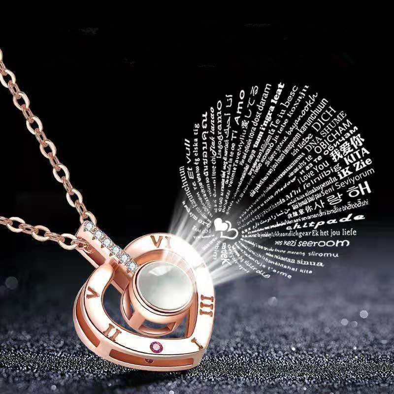 Collar Corazon Te Amo en 100 Idiomas Dorado - Imagen 3