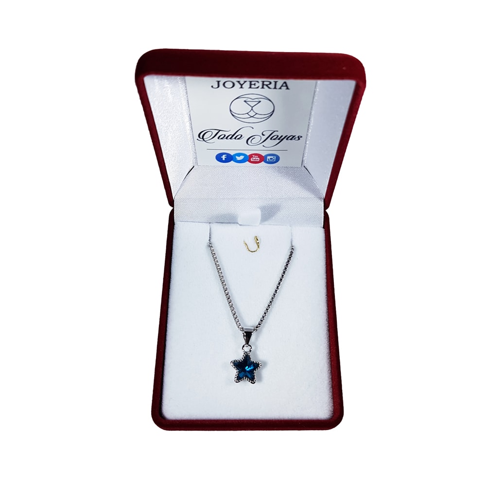 Collar Estrella Circon Azul Plateado - Imagen 2