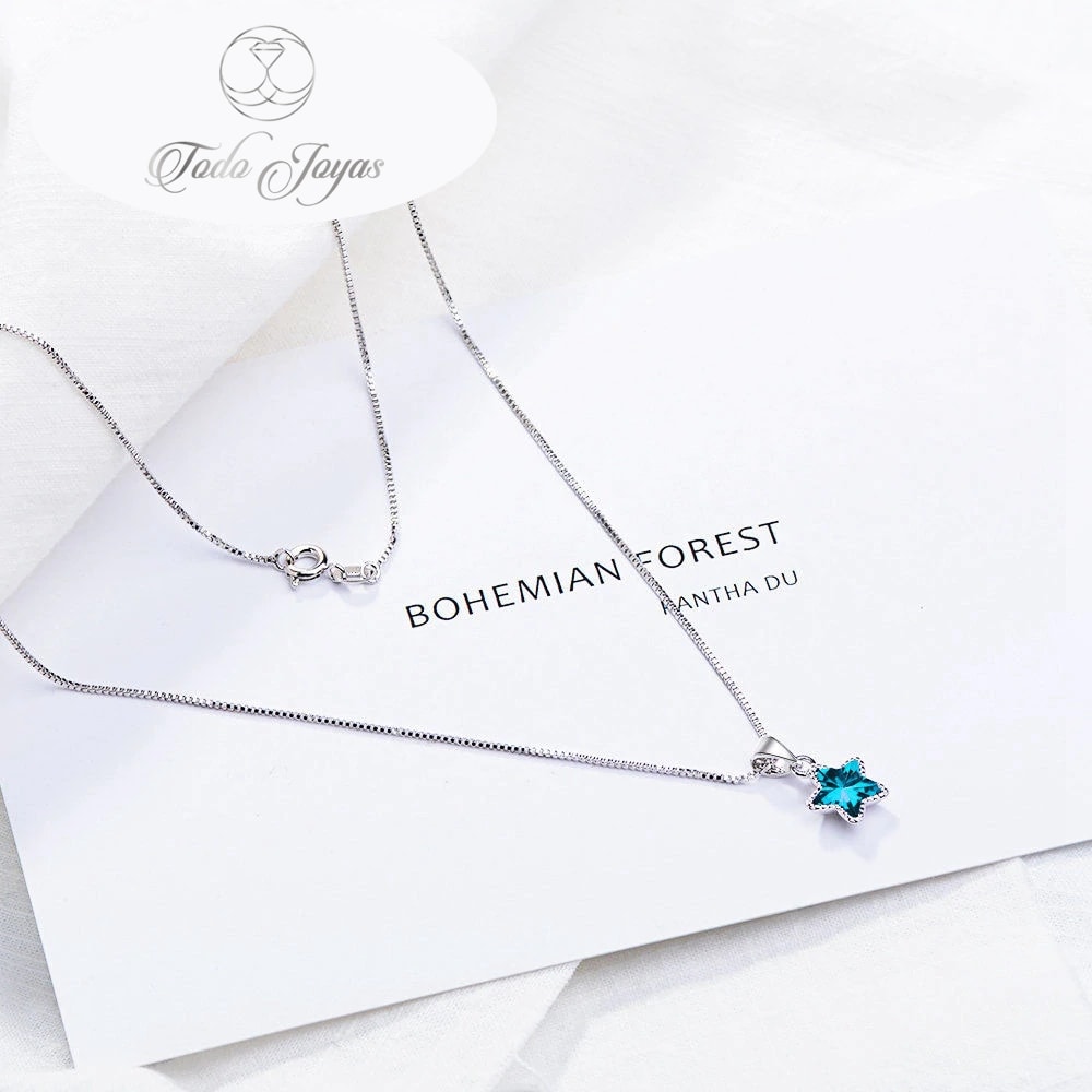 Collar Estrella Circon Azul Plateado - Imagen 4