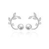 Aros Perla y Hojas Circones Plateado