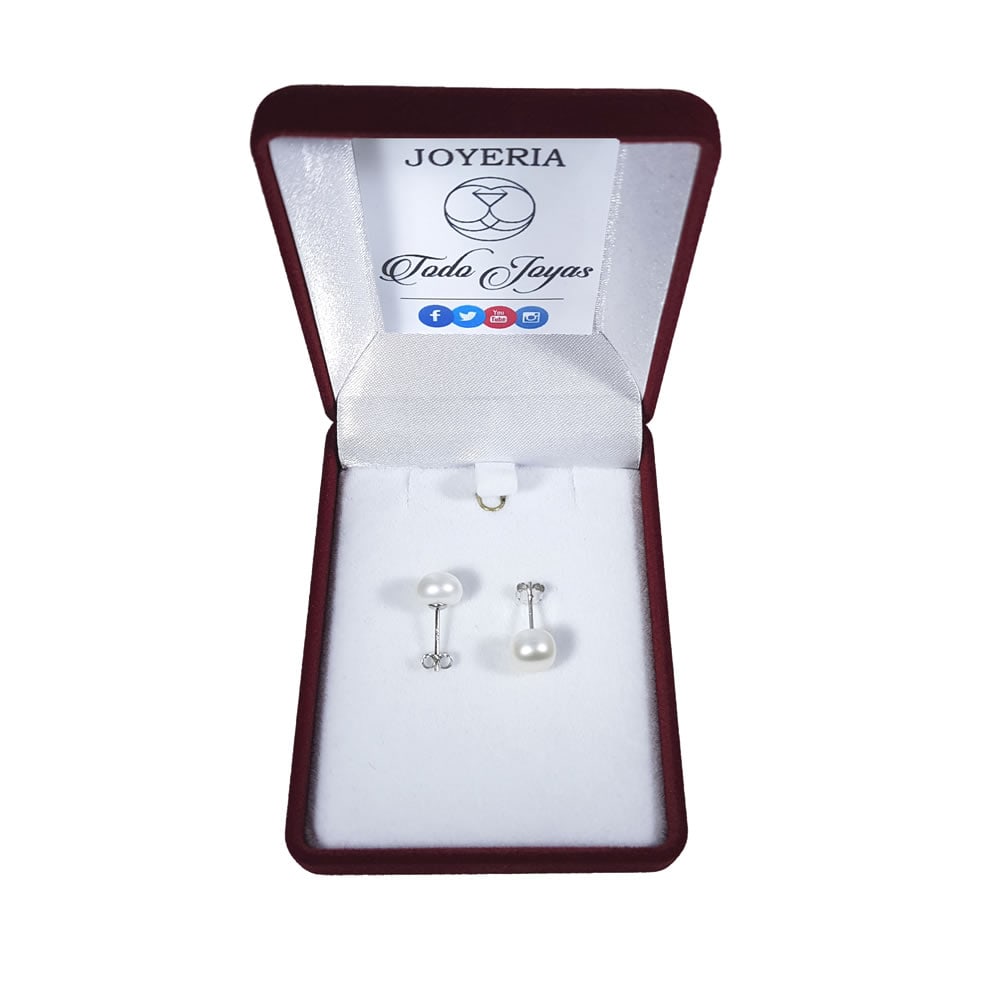 Aros Plata 925 Pasador Perla Blanca - Imagen 2