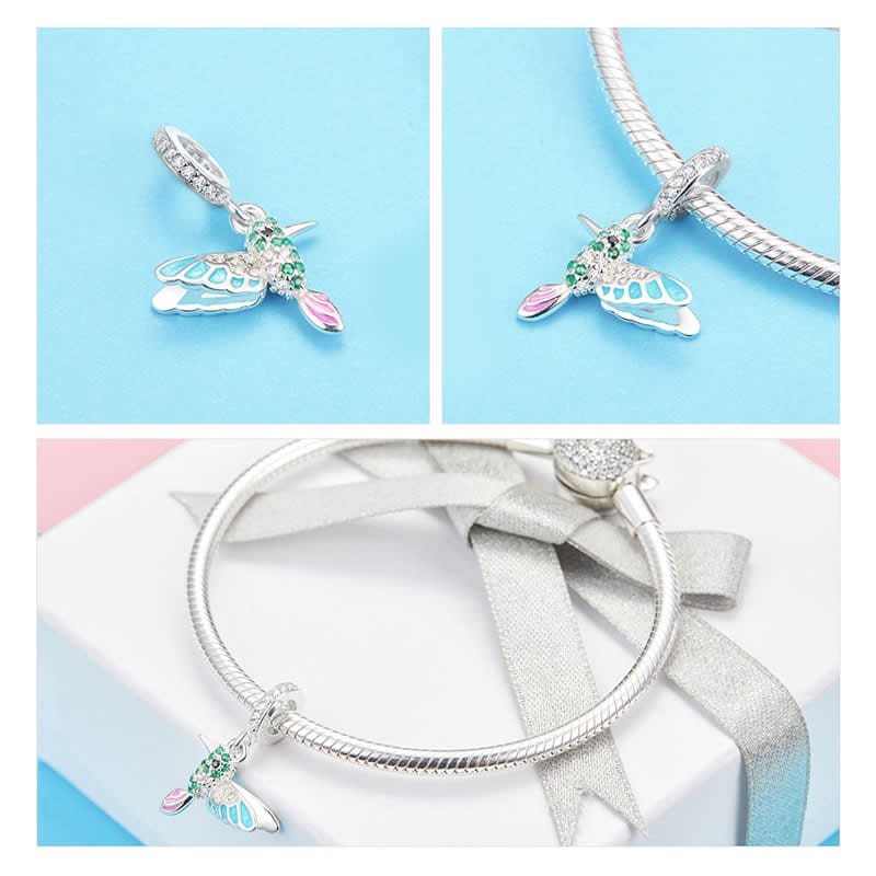 Charm Plata 925 Colibri Picaflor Pajaro Ave - Imagen 5