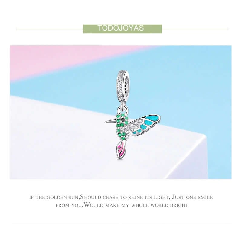 Charm Plata 925 Colibri Picaflor Pajaro Ave - Imagen 6