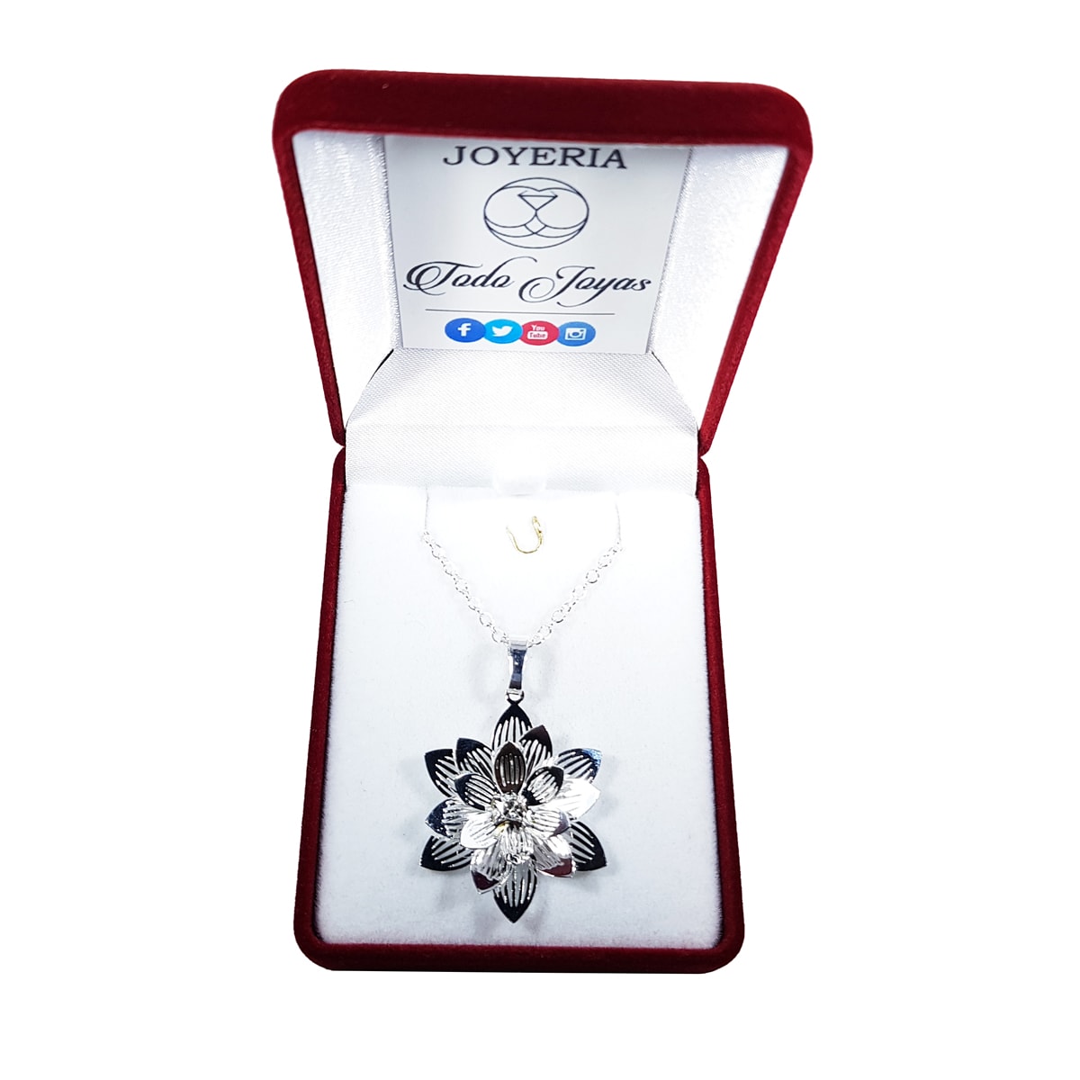 Collar Colgante Flor de Loto Plateado - Imagen 2