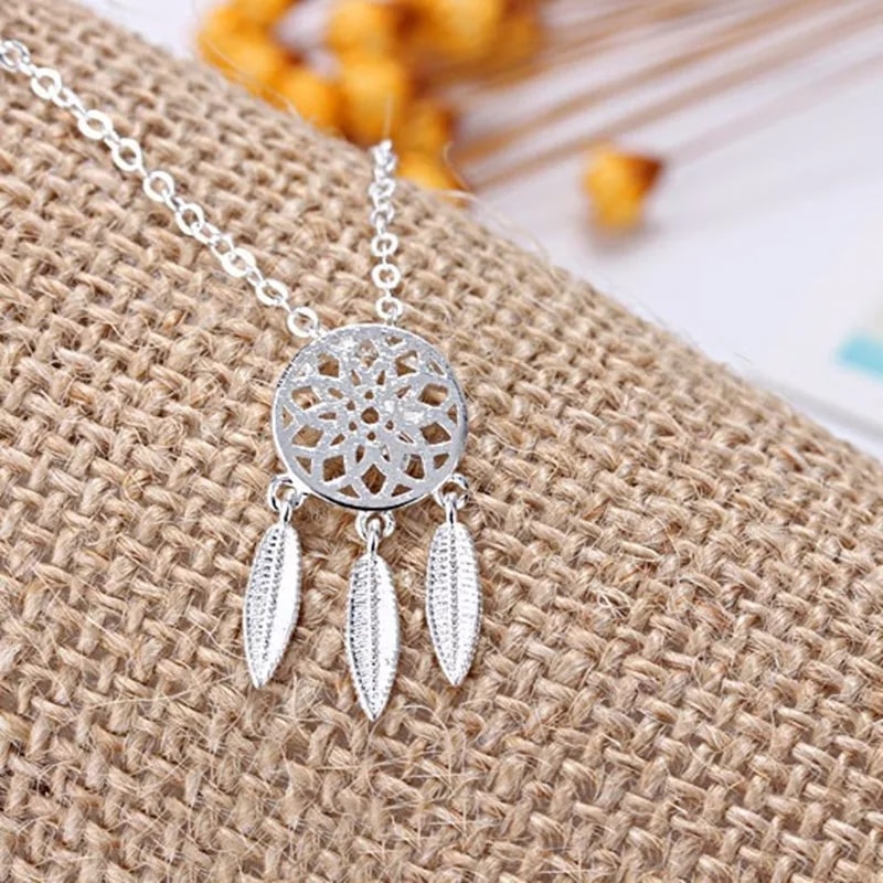 Collar Colgante Atrapa Sueños Plateado - Imagen 3