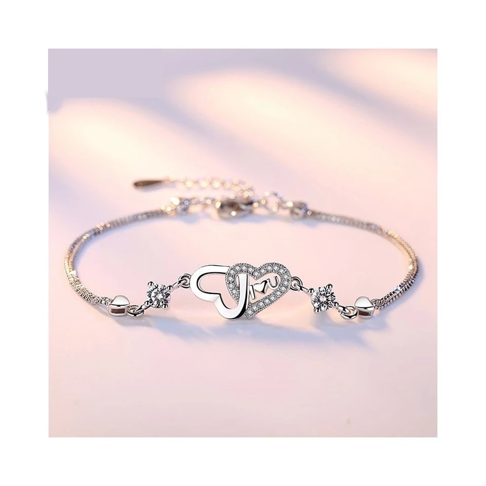 Pulsera Corazones con Circones Plateado - Imagen 3
