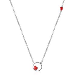 Collar Colgante Corazon Circulo Plateado