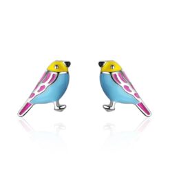 Aros de Pajaro Multicolor Plateado