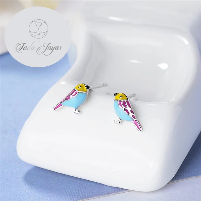 Aros de Pajaro Multicolor Plateado - Imagen 4