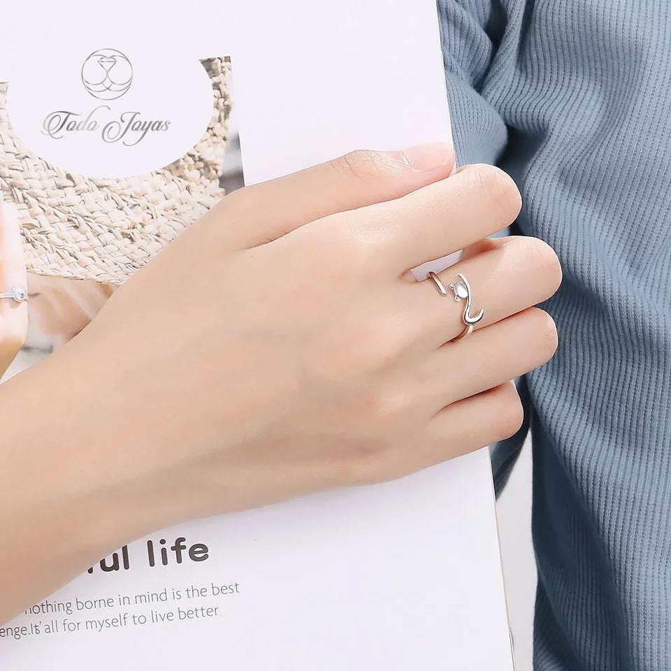 Anillo Forma de Gato Plateado - Imagen 3
