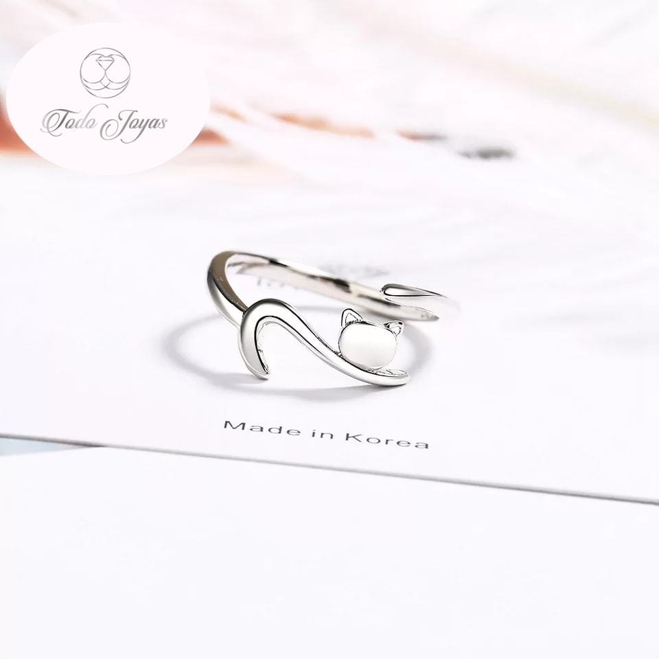 Anillo Forma de Gato Plateado - Imagen 5