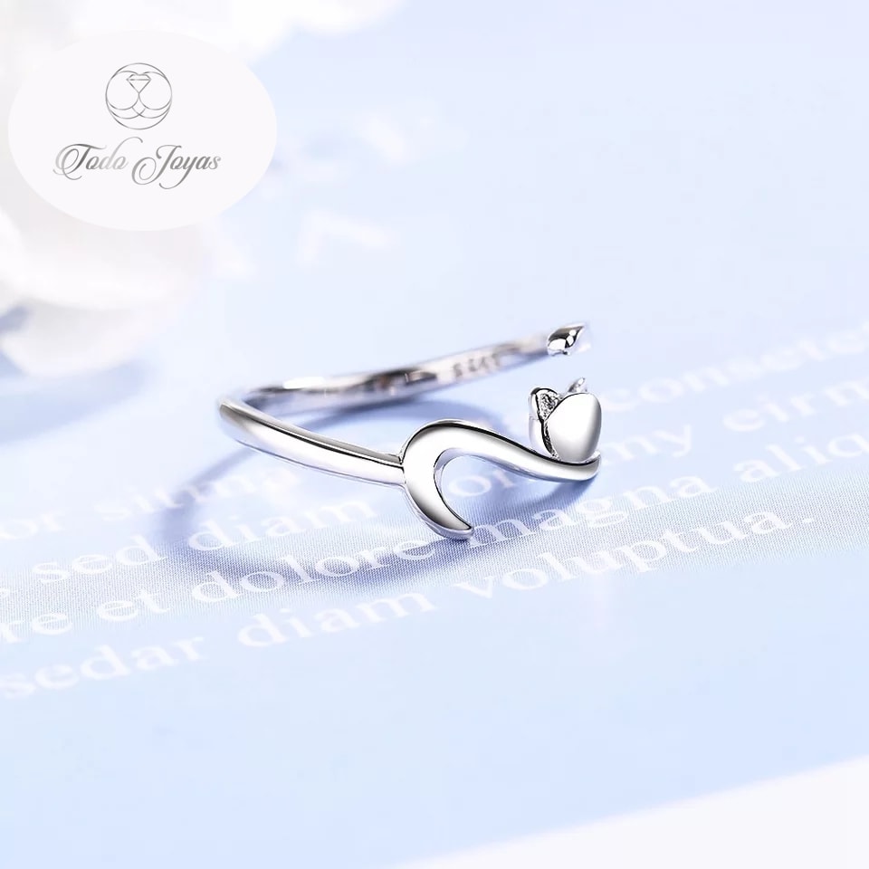 Anillo Forma de Gato Plateado - Imagen 6
