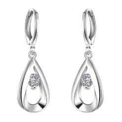 Aros de Gotas Circon Blanco Plateado