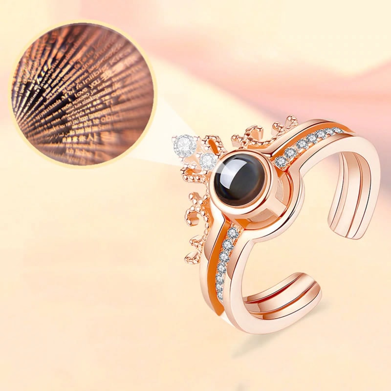 Anillo Te amo en 100 Idiomas Dorado - Imagen 3