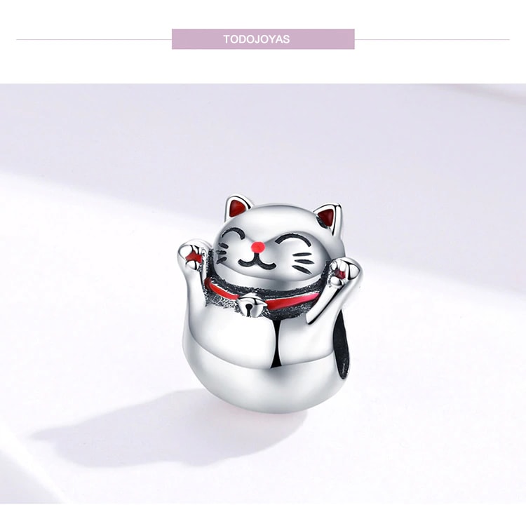 Charm Dije Plata 925 Gato Maneki Neko - Imagen 3