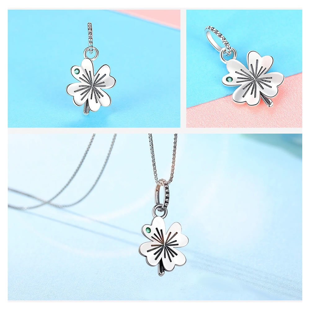 Charm Dije Plata 925 Trebol Plateado Circon - Imagen 4
