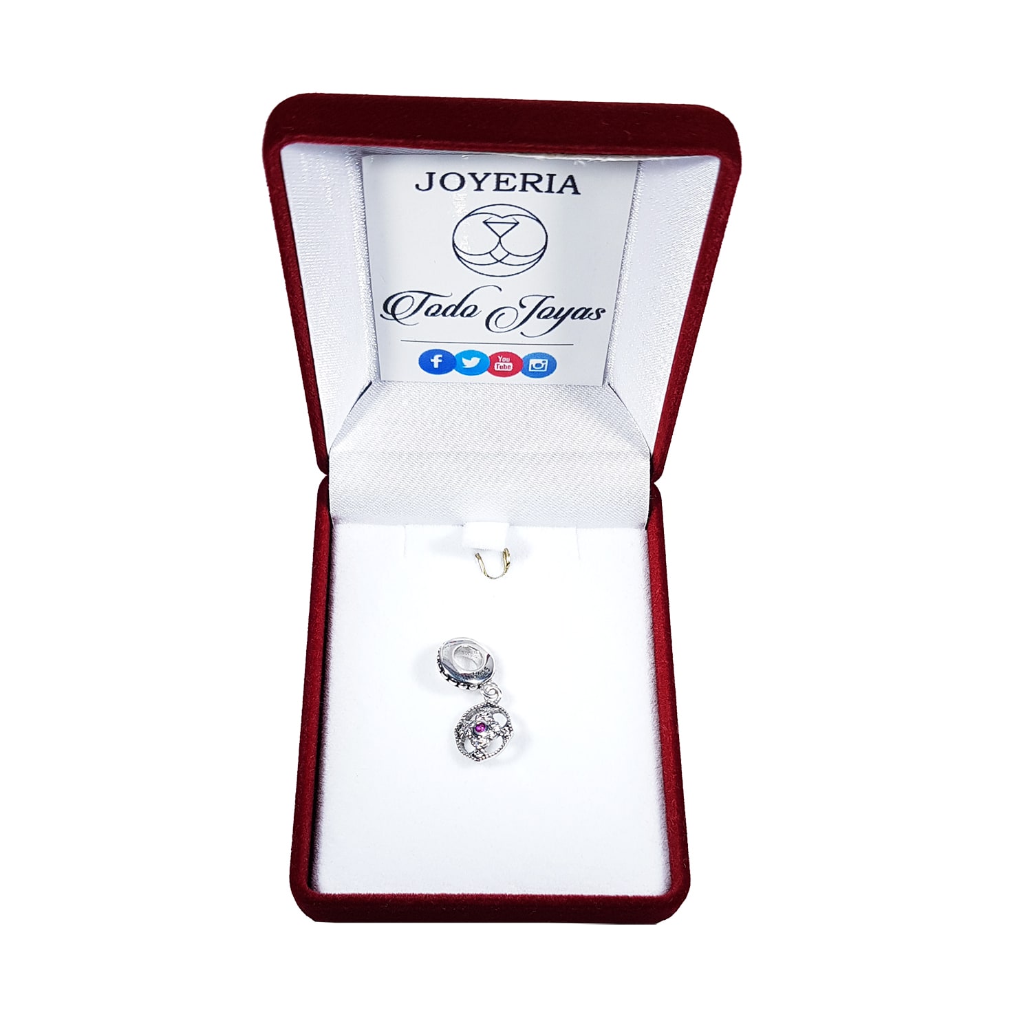 Charm Dije Plata 925 Rosa Circones - Imagen 2