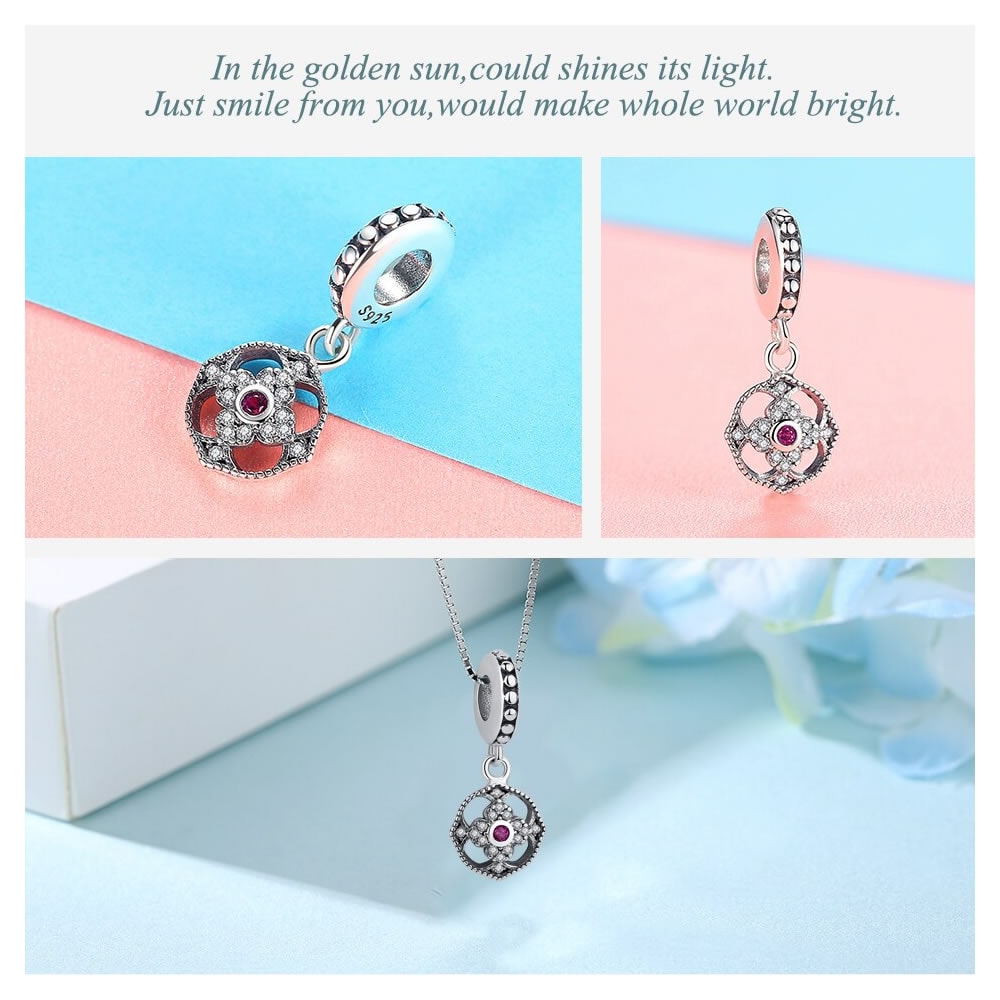 Charm Dije Plata 925 Rosa Circones - Imagen 3