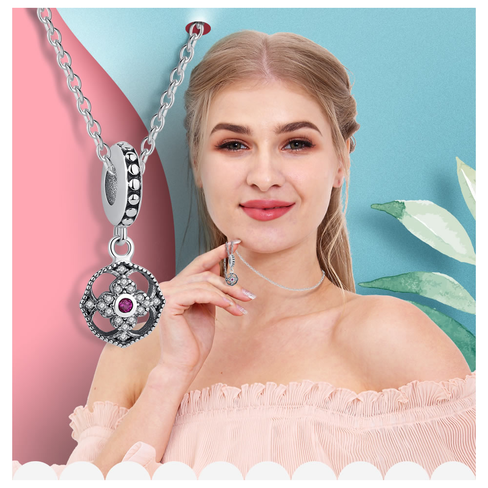 Charm Dije Plata 925 Rosa Circones - Imagen 6