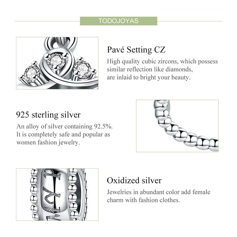 Charm Dije Plata 925 Corona Princesa - Imagen 4