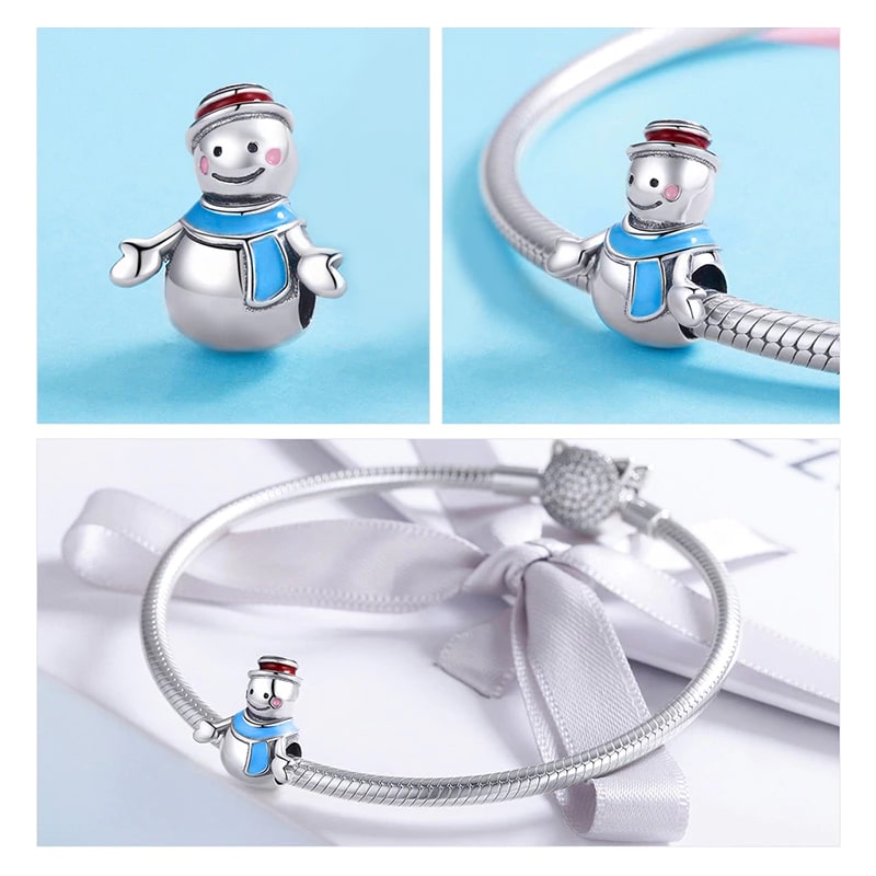 Charm Dije Plata 925 Muñeco de Nieve - Imagen 3