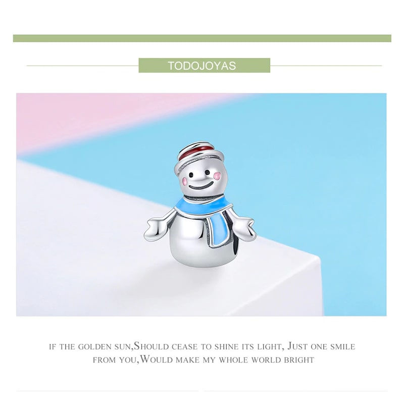 Charm Dije Plata 925 Muñeco de Nieve - Imagen 6