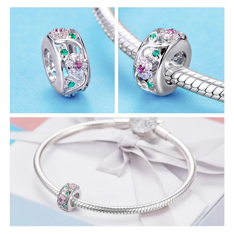 Charm Dije Plata 925 Separador Flores - Imagen 3