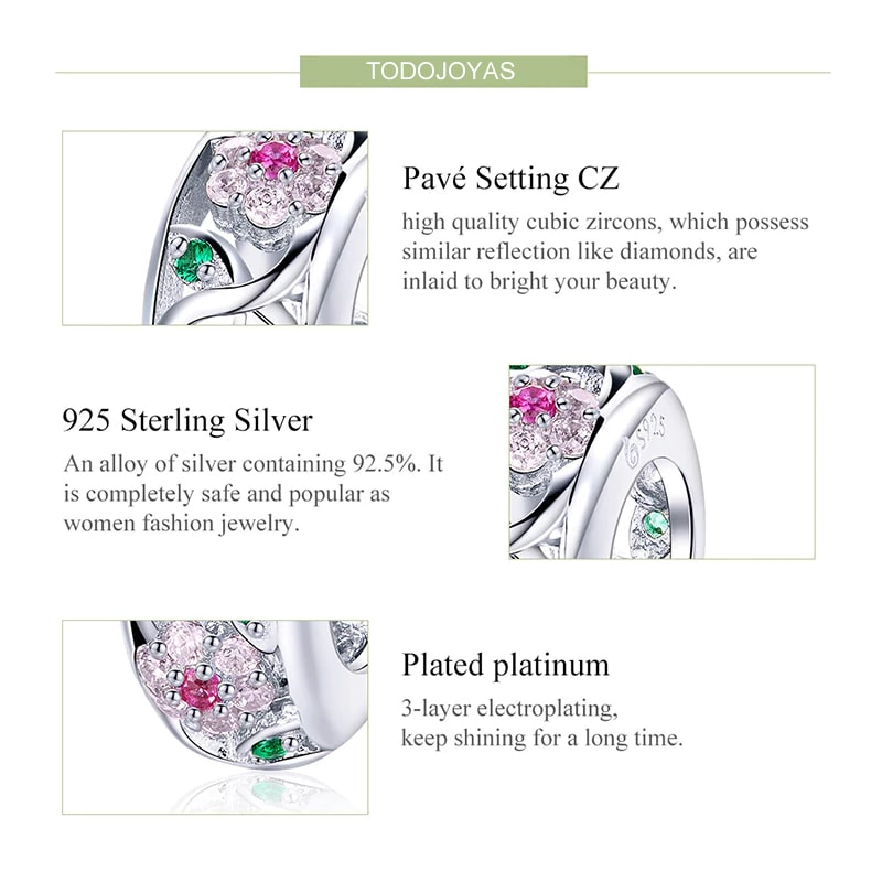 Charm Dije Plata 925 Separador Flores - Imagen 5