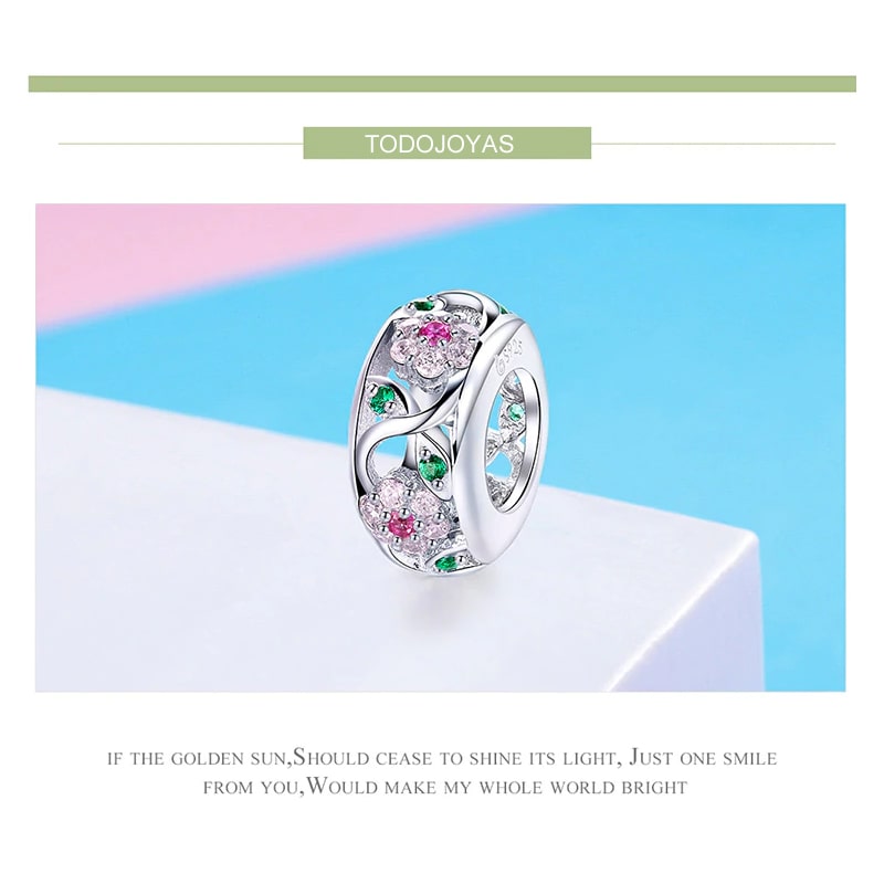 Charm Dije Plata 925 Separador Flores - Imagen 6