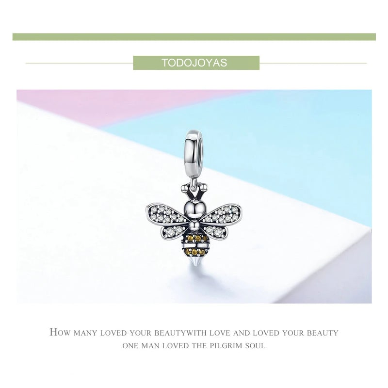 Charm Dije Plata 925 Abeja - Imagen 6