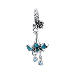 Charm Dije Plata 925 Flor Azul