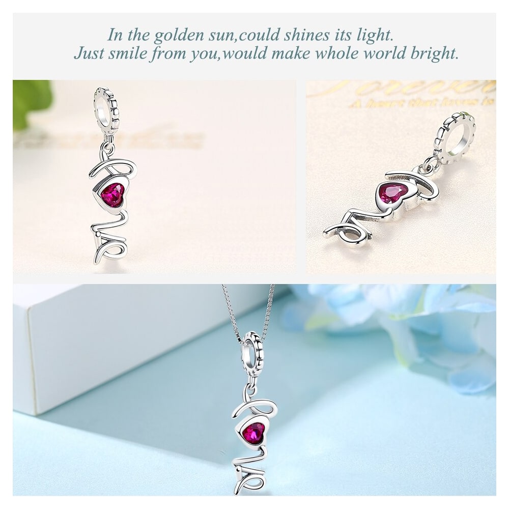 Charm Dije Plata 925 Love Corazon - Imagen 3