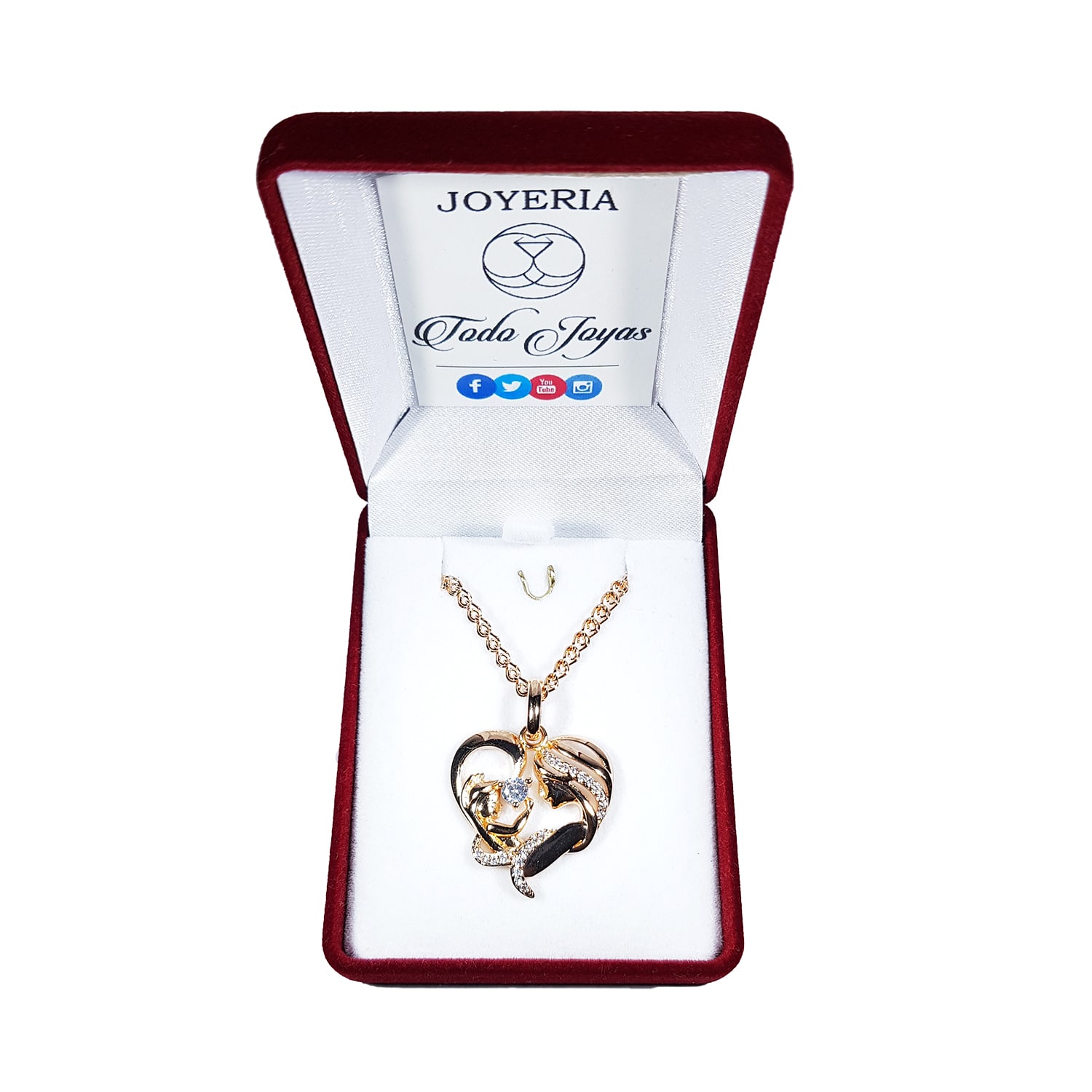 Collar Corazon Mama y Bebe Dorado Rosa - Imagen 2