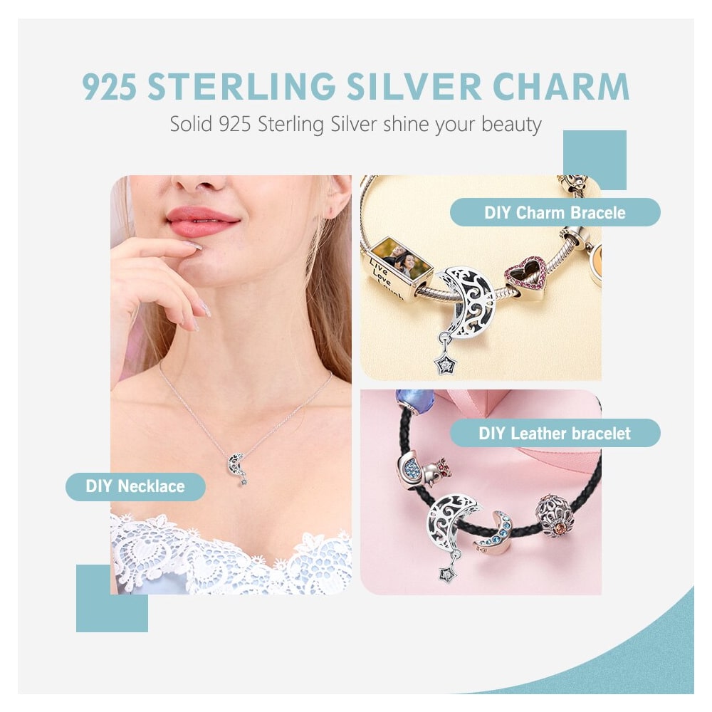 Charm Dije Plata 925 Luna Estrella - Imagen 3