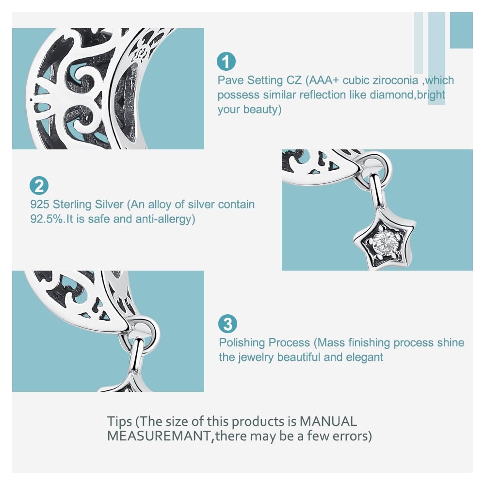 Charm Dije Plata 925 Luna Estrella - Imagen 6