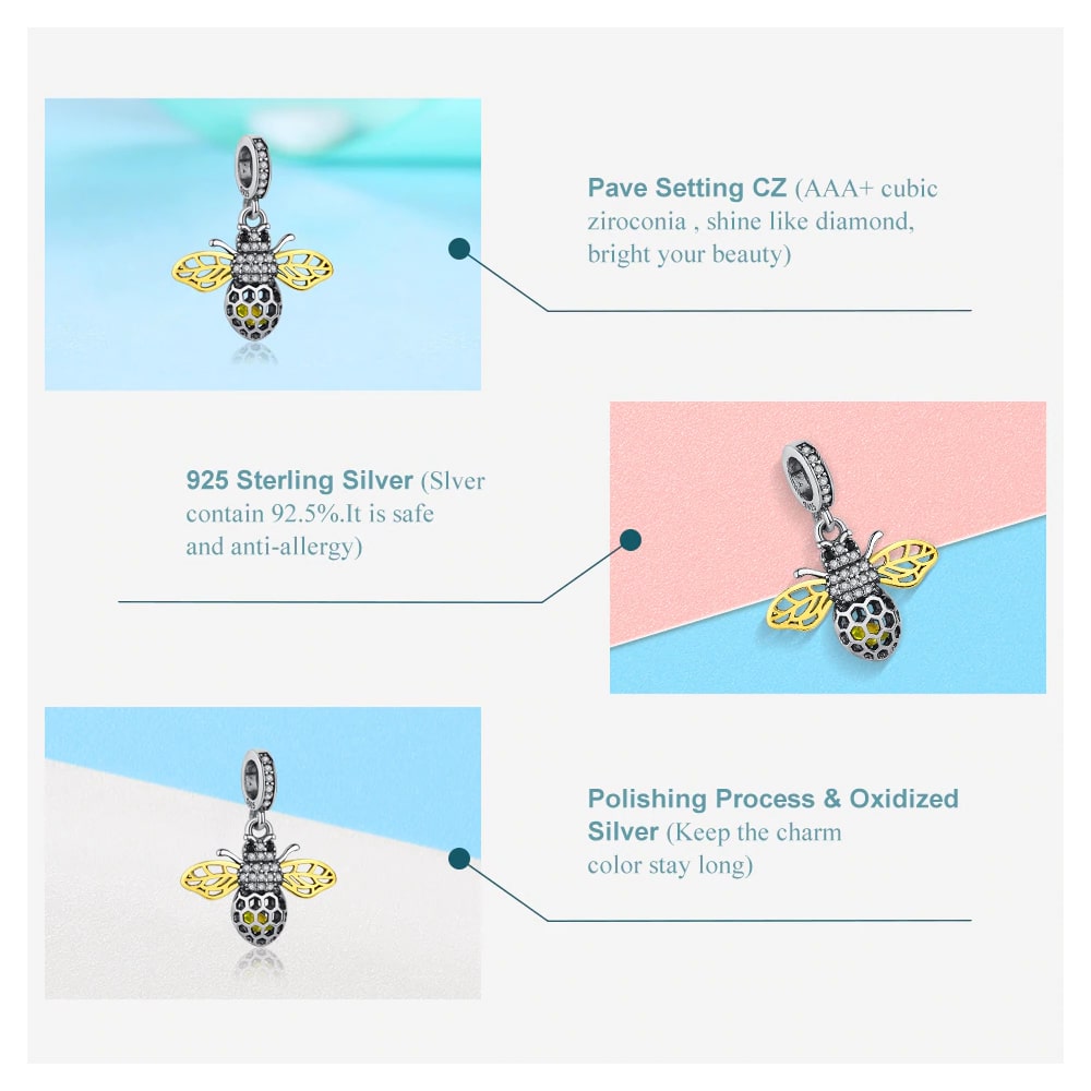 Charm Dije Plata 925 Abeja Gold - Imagen 6