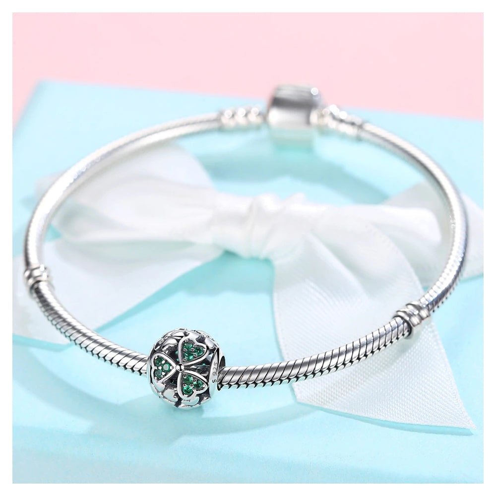 Charm Dije Plata 925 Separador Trebol Bolita - Imagen 4