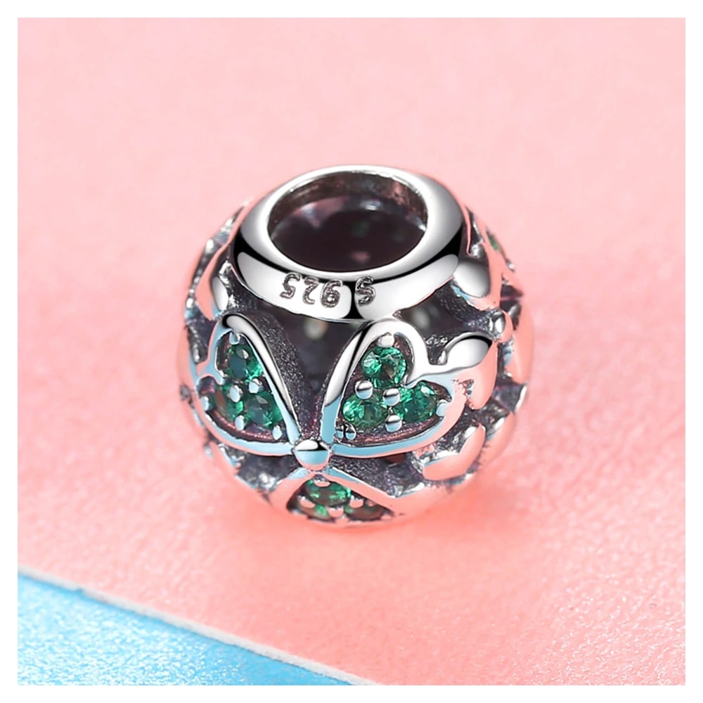 Charm Dije Plata 925 Separador Trebol Bolita - Imagen 5