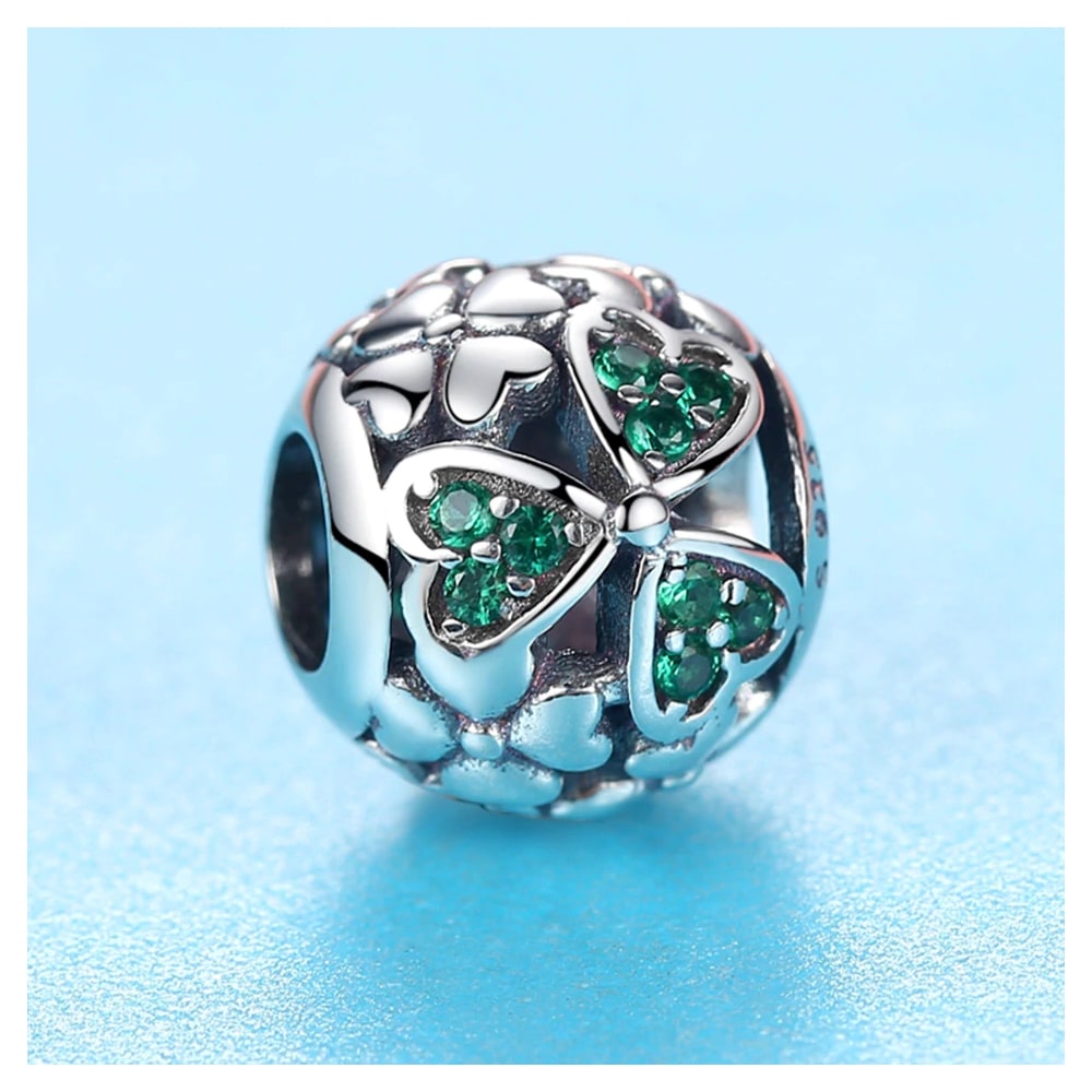 Charm Dije Plata 925 Separador Trebol Bolita - Imagen 6