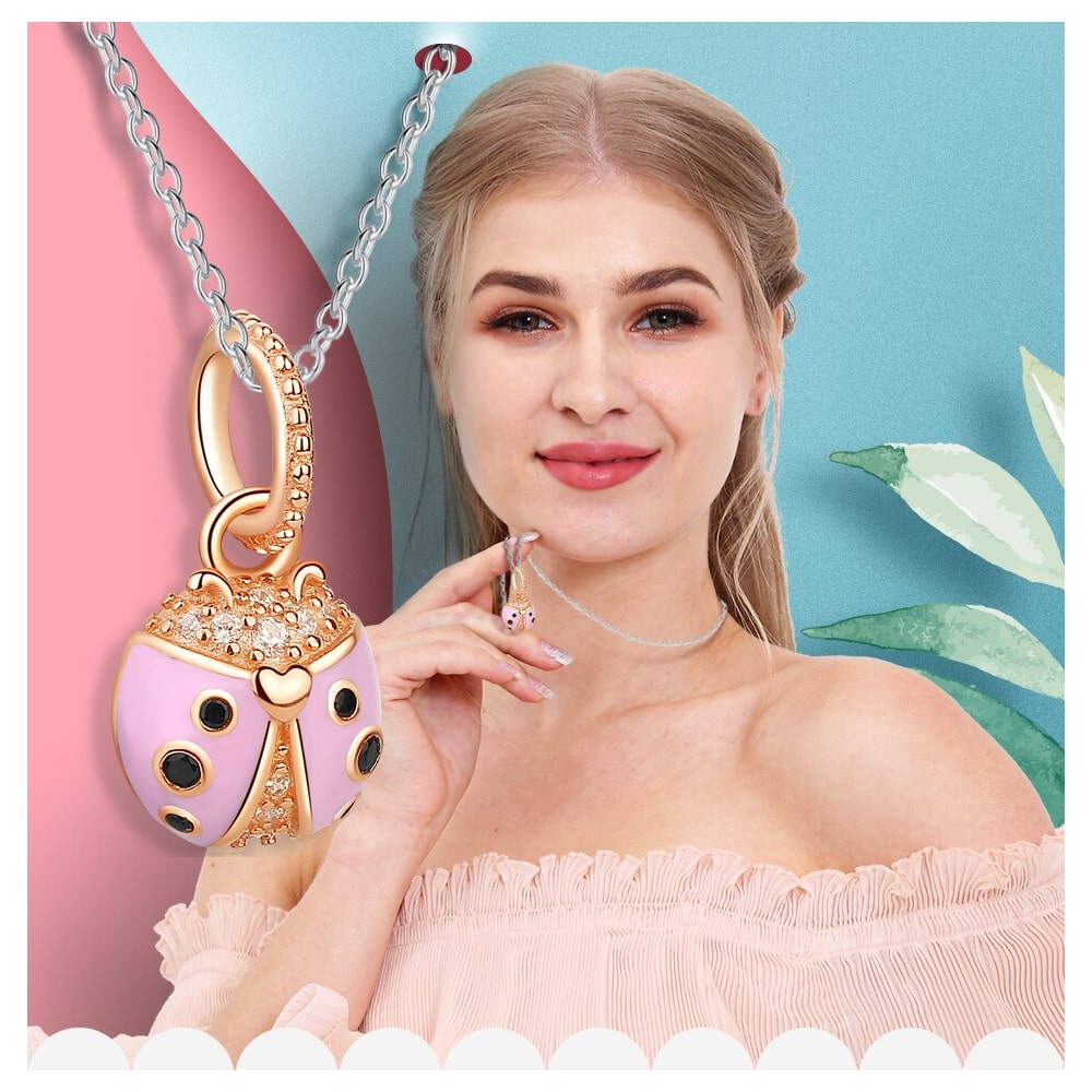 Charm Dije Plata 925 Mariquita Rose Gold - Imagen 6