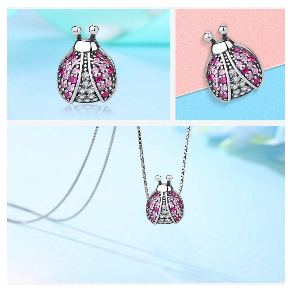 Charm Plata 925 Mariquita Rosada - Imagen 3